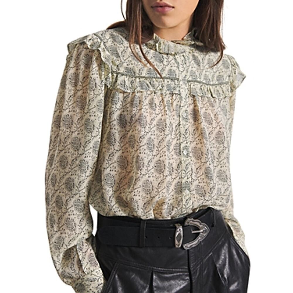 ba&sh Bora Floral Ruffle Blouse - Women's Large
